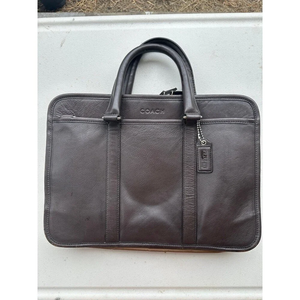 Coach F71016 Lexington Men's Business Collection Leather Double Zip Briefcase